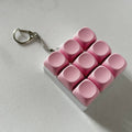 2-Pack Dark Pink Mechanical 9-Keyboard Fingertip Toy Keychain - Key Pressure Relief, PVC Fingertip Toy
