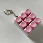 2-Pack Dark Pink Mechanical 9-Keyboard Fingertip Toy Keychain - Key Pressure Relief, PVC Fingertip Toy