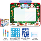 80x60CM Christmas Style Magic Water Doodle Mat Toy | Reusable Aqua Painting Set with 9 Accessories, Mess-Free Water Painting Learning Blanket