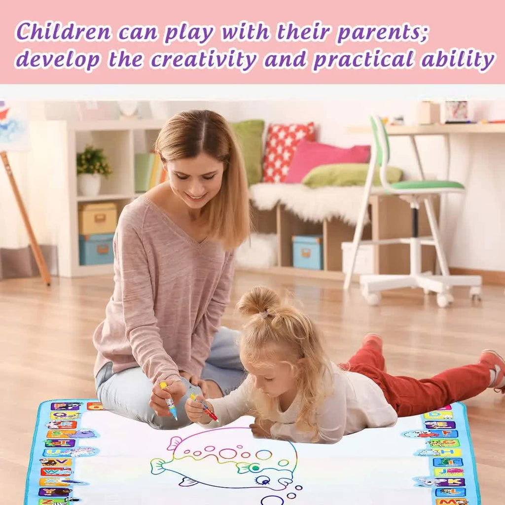80x60CM Christmas Style Magic Water Doodle Mat Toy | Reusable Aqua Painting Set with 9 Accessories, Mess-Free Water Painting Learning Blanket