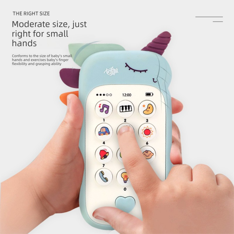Unicorn Baby Toy Phone Music & Light Learning Mobile Teether for Toddlers Interactive English Educational Gift Pink