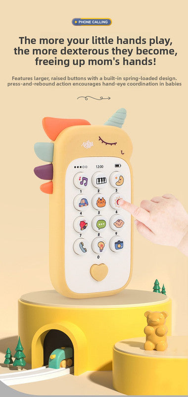 Unicorn Baby Toy Phone Music & Light Learning Mobile Teether for Toddlers Interactive English Educational Gift Pink