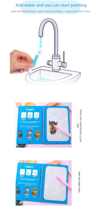 2 PCS Magic Water Colouring Book Animals & Sea World Themes Reusable Painting Activity Set Mess Free Travel Toy for Kids