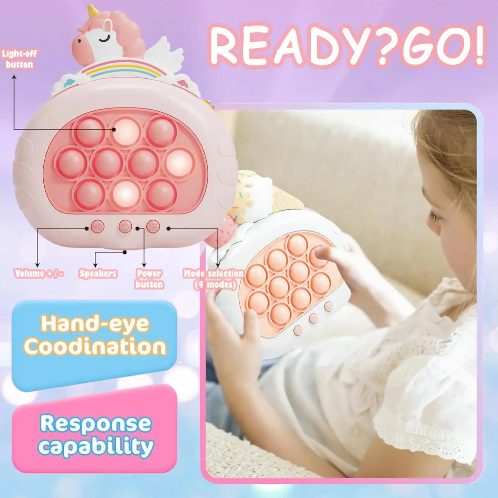 Electronic Fast Push Pop Game - Astronaut Space Edition Fidget Console with Lights & Sound - 4 Modes Memory & Speed Challenge - Interactive Sensory Toy for Kids 3+ & Travel