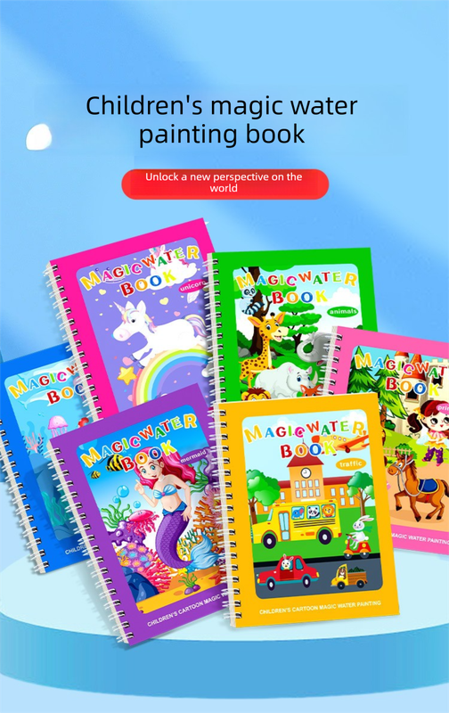 2 PCS Magic Water Colouring Book Animals & Sea World Themes Reusable Painting Activity Set Mess Free Travel Toy for Kids