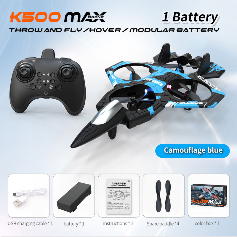 Camouflage Green 2.4G Remote Control Stunt Fighter Drone  - Manual Toss Launch, One-Key Operation for 360° Flip & Circular Flight, 3-Speed Adjustable Stable Quadcopter with Night Lights