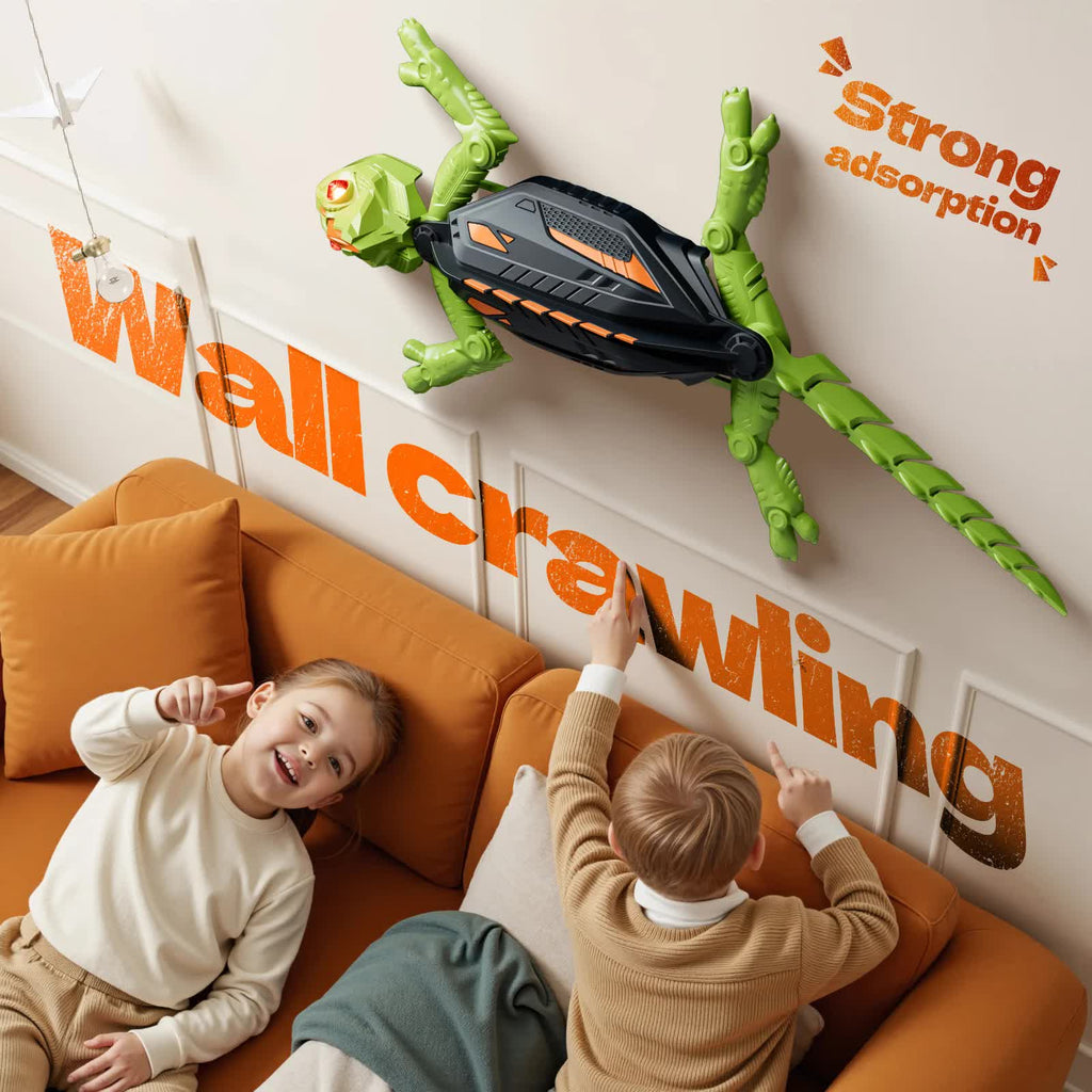 RC Wall Climbing Gecko Toy Anti-Gravity Remote Control Lizard with LED Eyes 360 Stunt Rotation Rechargeable Animal Gift for Kids