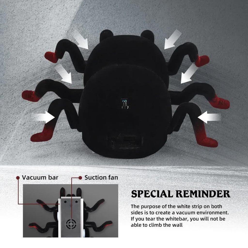 RC Wall Climbing Spider Toy Realistic Fuzzy Tarantula Anti-Gravity Remote Control Prank Bug with LED Eyes Rechargeable Gift for Kids