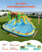 Inflatable Bounce Castle, 3.82 x 3.98 x 1.97m Inflatable Castle with Splash Pool.