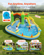 Inflatable Bounce Castle, 3.82 x 3.98 x 1.97m Inflatable Castle with Splash Pool.