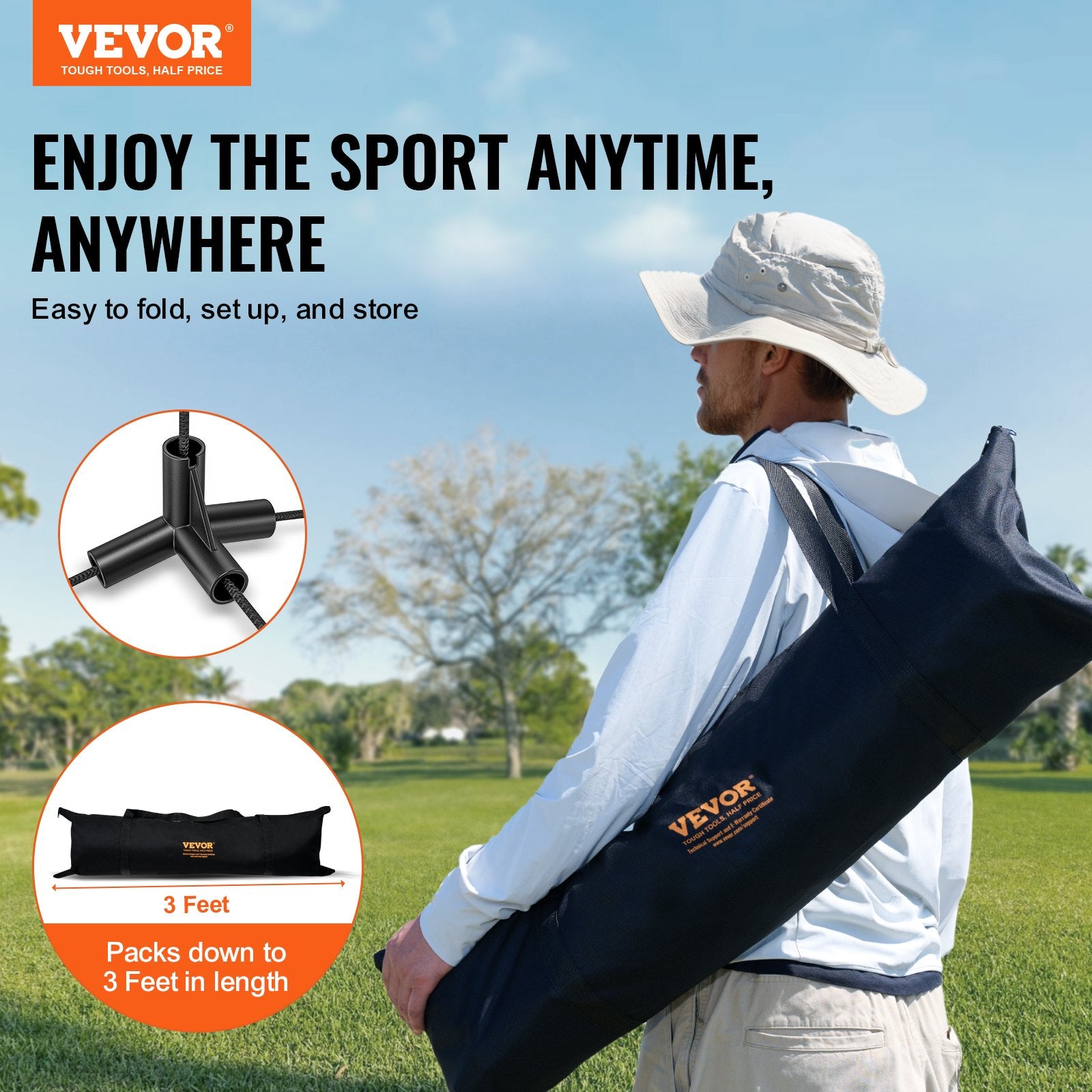 VEVOR 6.09m/20ft Badminton Net Set Outdoor Portable Volleyball Pickleball Tennis Net