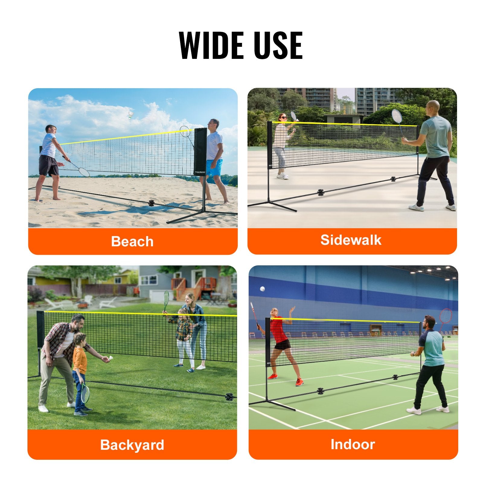 VEVOR 6.09m/20ft Badminton Net Set Outdoor Portable Volleyball Pickleball Tennis Net