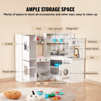 VEVOR Kitchen Playset Kids Pretend Cooking Play Toy 24 Piece Accessories White.