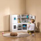 VEVOR Kitchen Playset Kids Pretend Cooking Play Toy 24 Piece Accessories White.